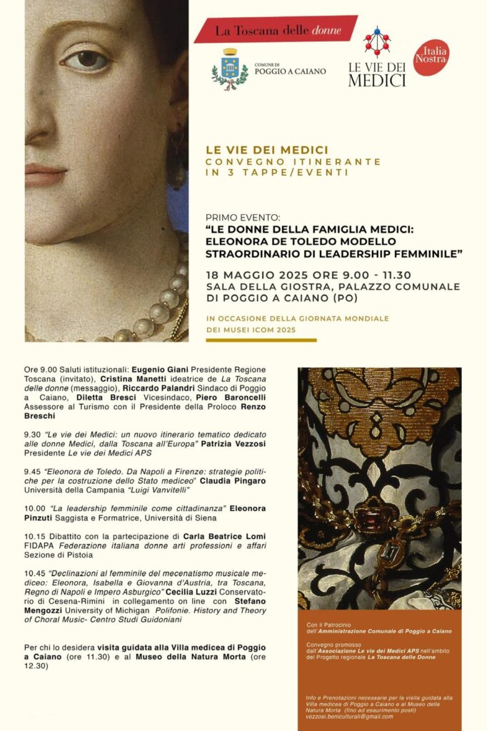 Il programma del convegno 'Le donne della famiglia Medici: Eleonora di Toledo modello straordinario di leadership femminile' (Foto ufficio stampa)